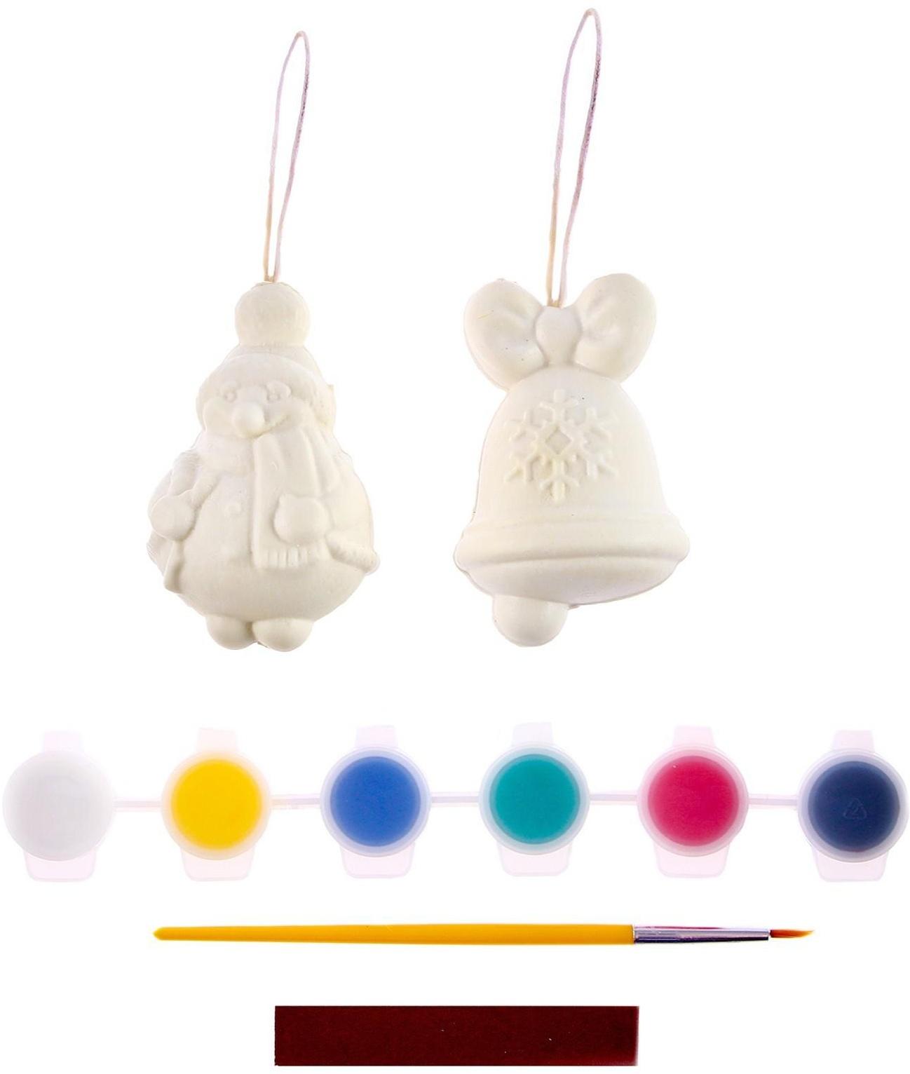 Набор для творчества. Роспись ёлочных игрушек 3D Art «Снеговик и колокольчик»