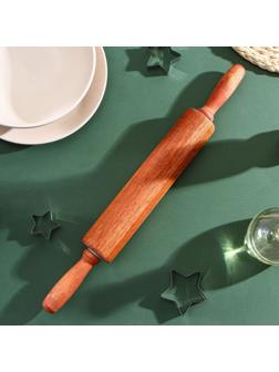 Скалка Magistro, 42×4,5 см, вращающаяся, с фигурными ручками, акация