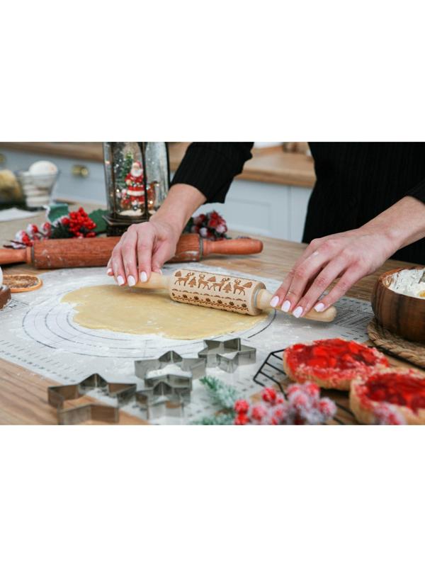 Скалка фактурная Доляна, 30×4 см, вращающаяся, с фигурными ручками