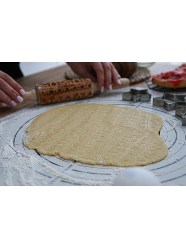 Скалка фактурная Доляна, 30×4 см, вращающаяся, с фигурными ручками