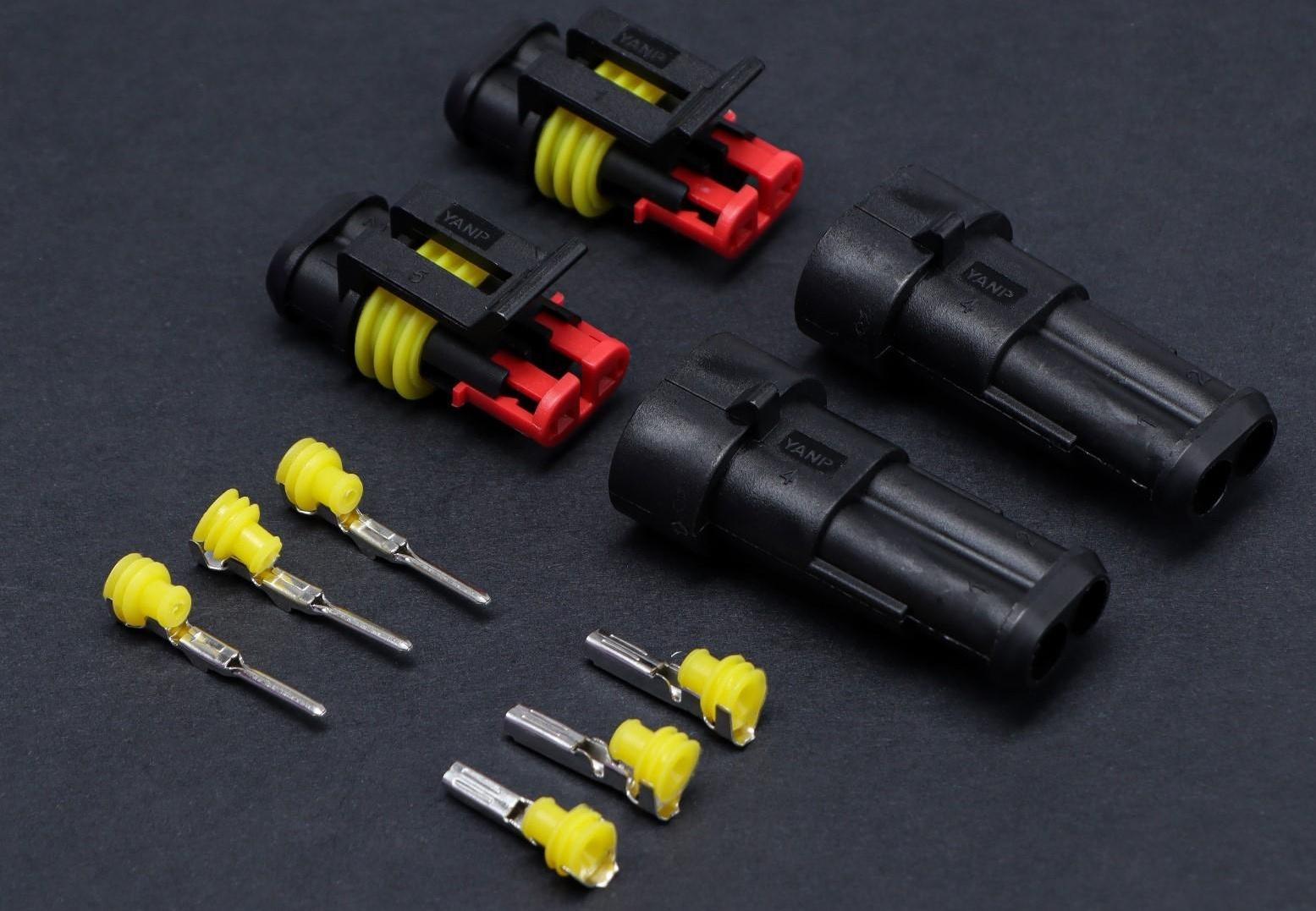 Разъем автомобильный, герметичный штекер-гнездо DJ7021-1.5-11/21, 2 контакта, набор 5 шт