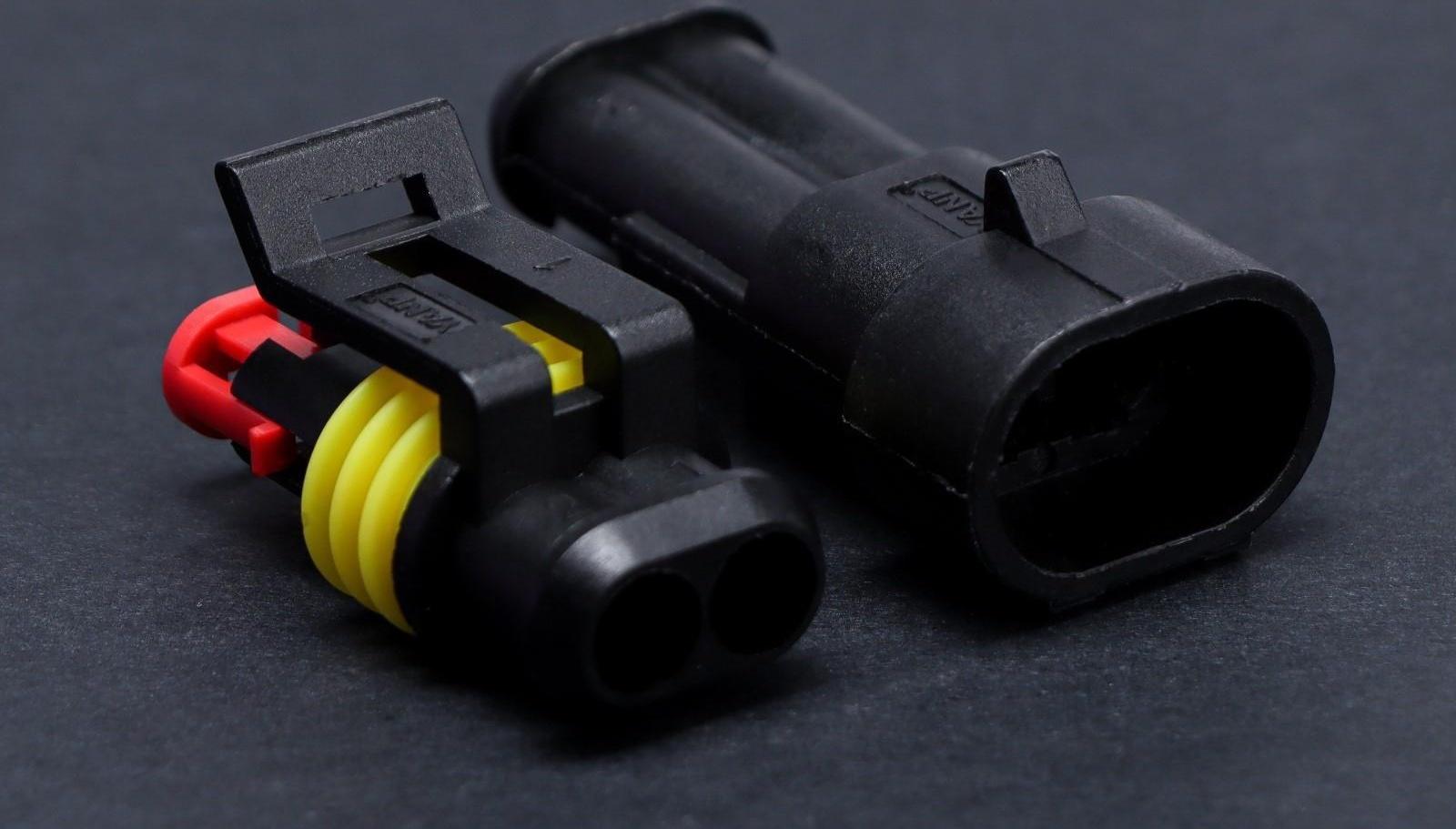 Разъем автомобильный, герметичный штекер-гнездо DJ7021-1.5-11/21, 2 контакта, набор 5 шт