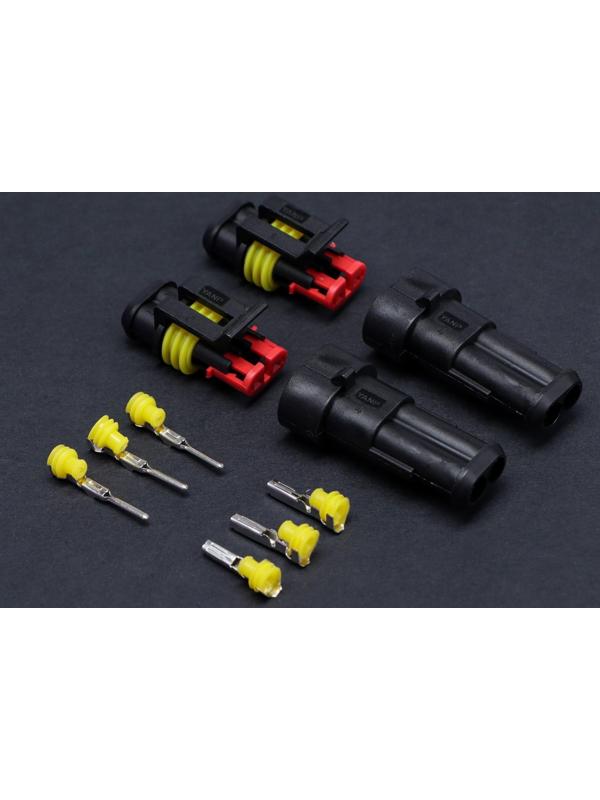 Разъем автомобильный, герметичный штекер-гнездо DJ7021-1.5-11/21, 2 контакта, набор 5 шт