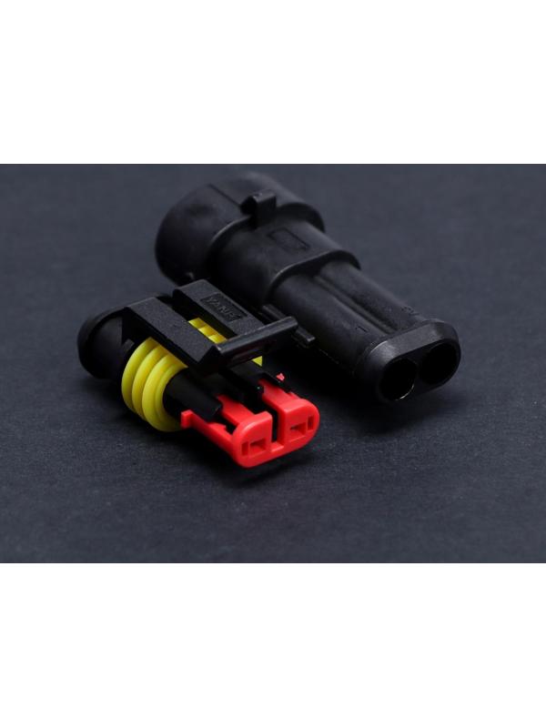 Разъем автомобильный, герметичный штекер-гнездо DJ7021-1.5-11/21, 2 контакта, набор 5 шт