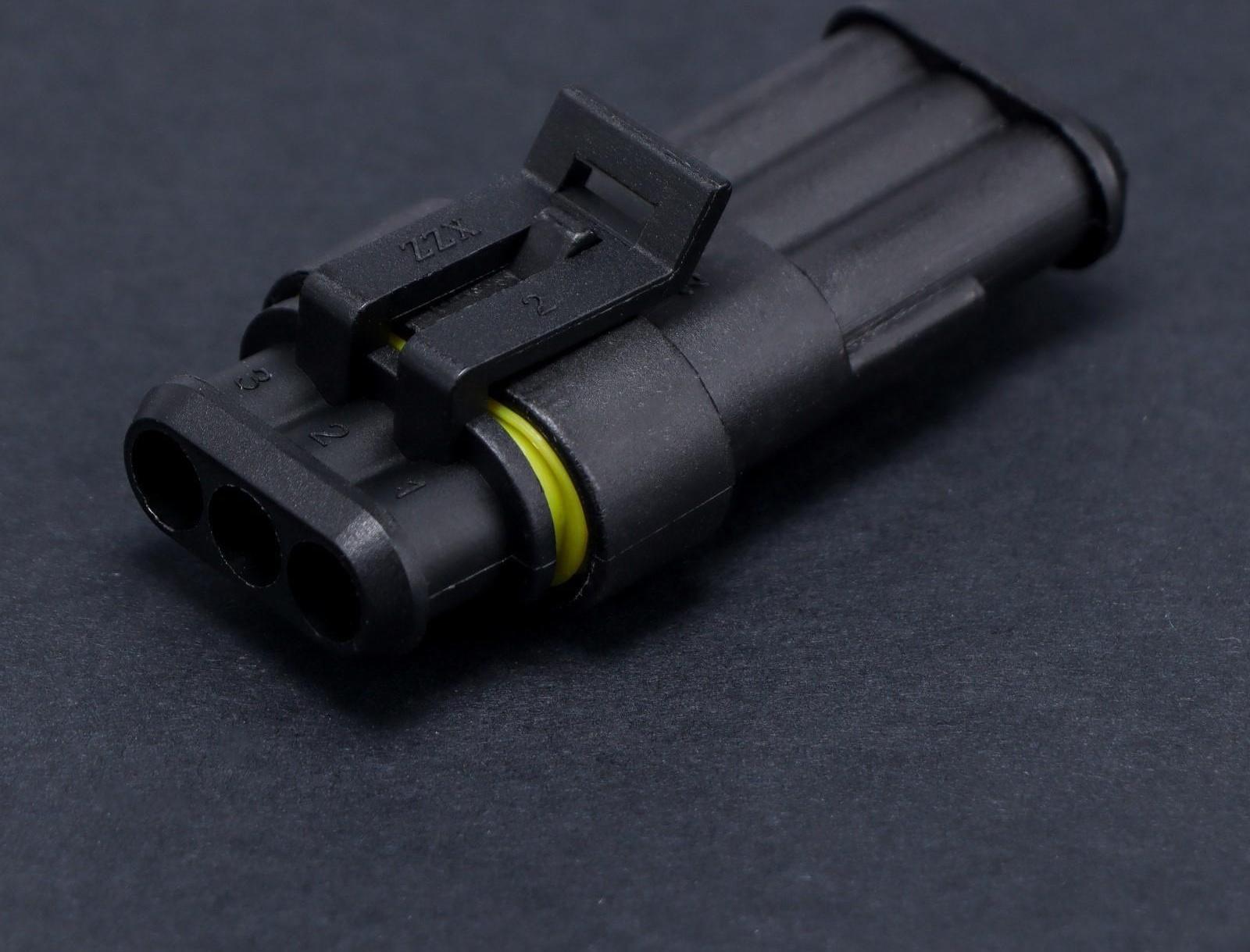 Разъем автомобильный, герметичный штекер-гнездо DJ7031-1.5-11/21 3 контакта, набор 2 шт