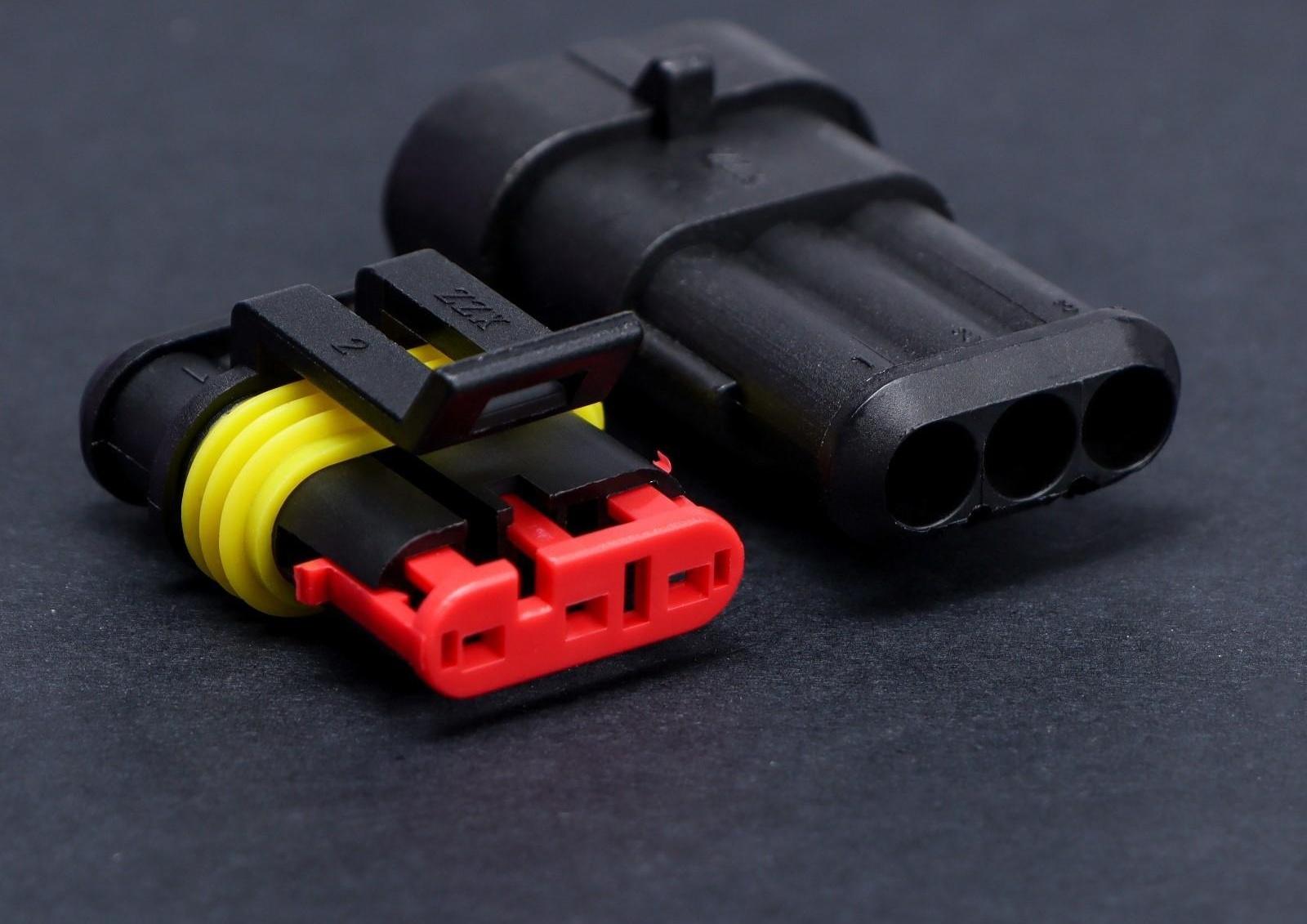 Разъем автомобильный, герметичный штекер-гнездо DJ7031-1.5-11/21 3 контакта, набор 2 шт