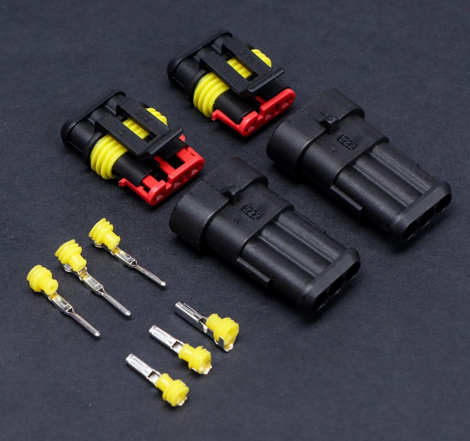 Разъем автомобильный, герметичный штекер-гнездо DJ7031-1.5-11/21 3 контакта, набор 2 шт