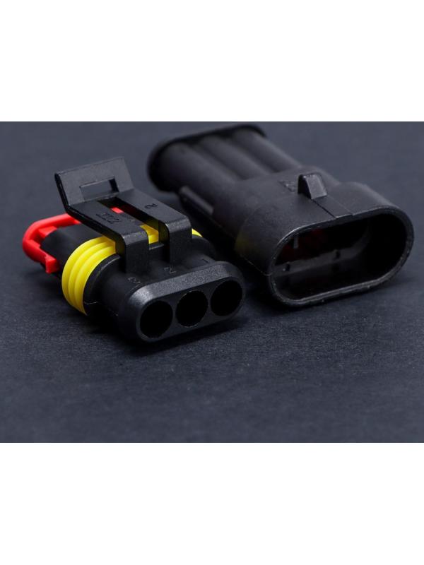 Разъем автомобильный, герметичный штекер-гнездо DJ7031-1.5-11/21 3 контакта, набор 2 шт