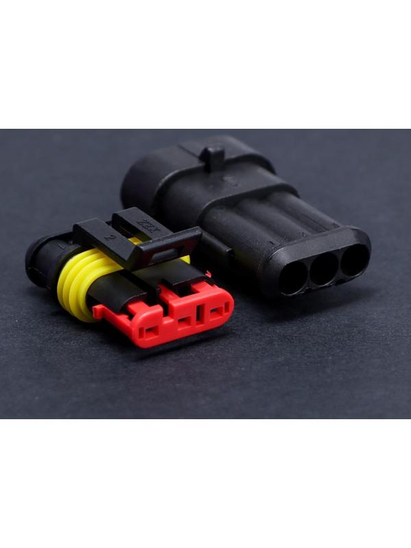 Разъем автомобильный, герметичный штекер-гнездо DJ7031-1.5-11/21 3 контакта, набор 2 шт