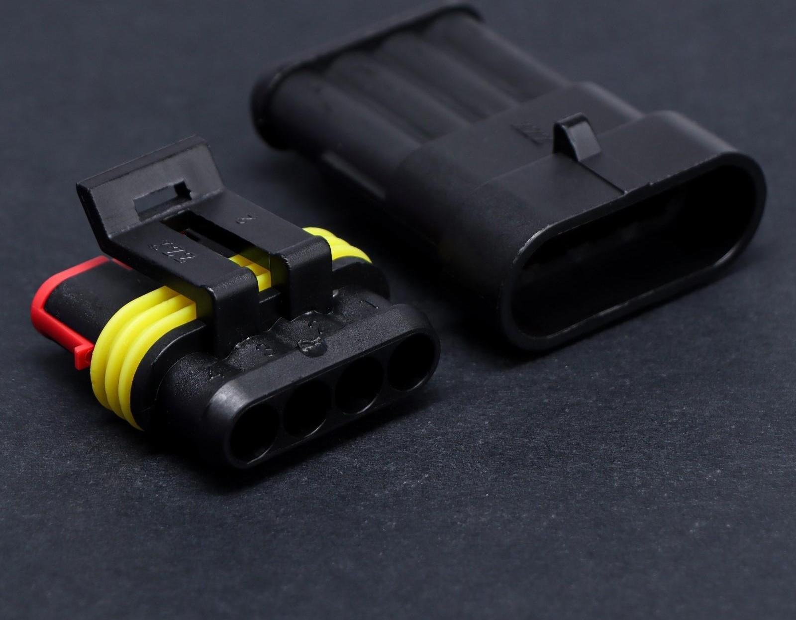 Разъем автомобильный, герметичный штекер-гнездо DJ7041-1.5-11/21 4 контакта, набор 2 шт