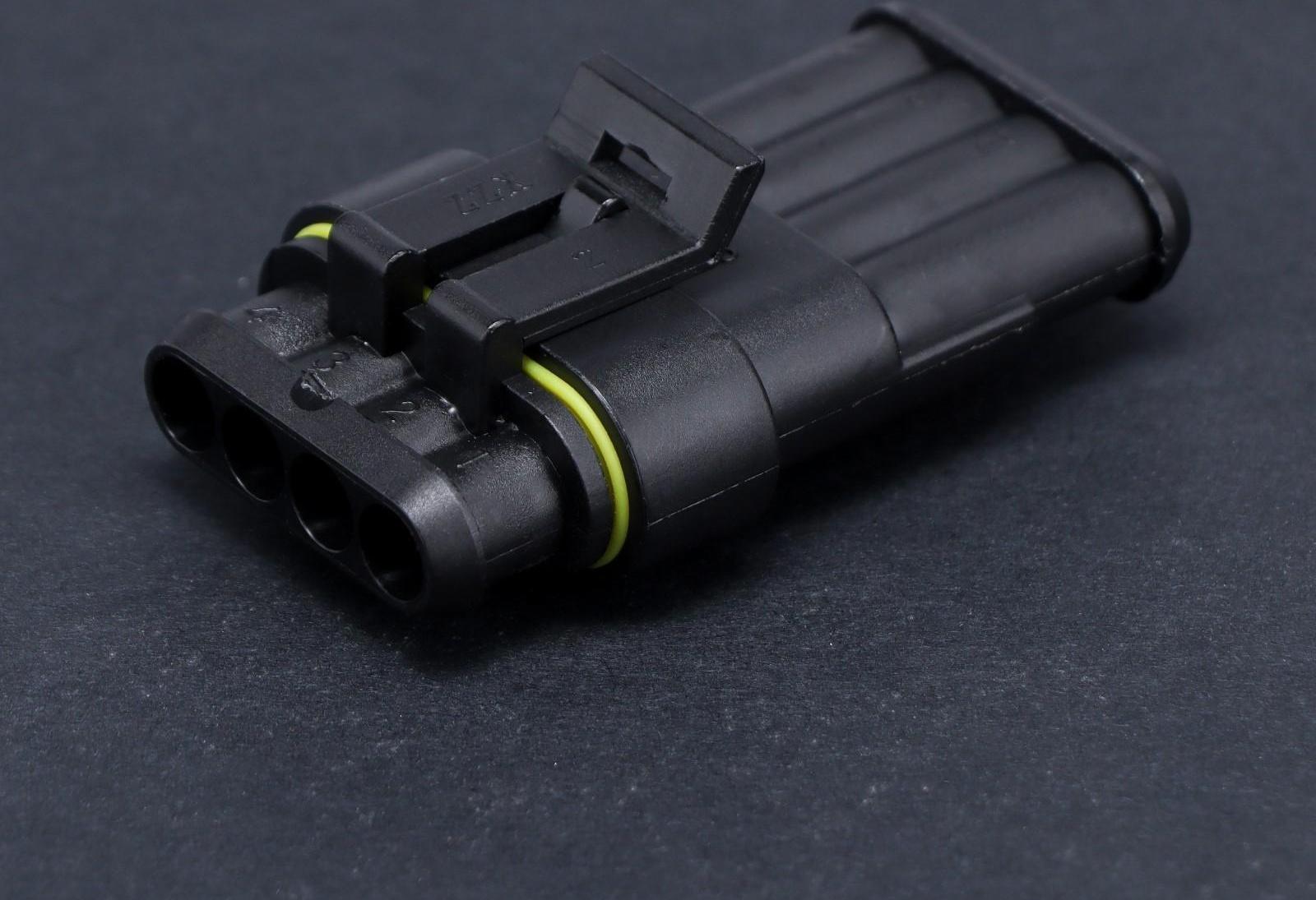 Разъем автомобильный, герметичный штекер-гнездо DJ7041-1.5-11/21 4 контакта, набор 2 шт