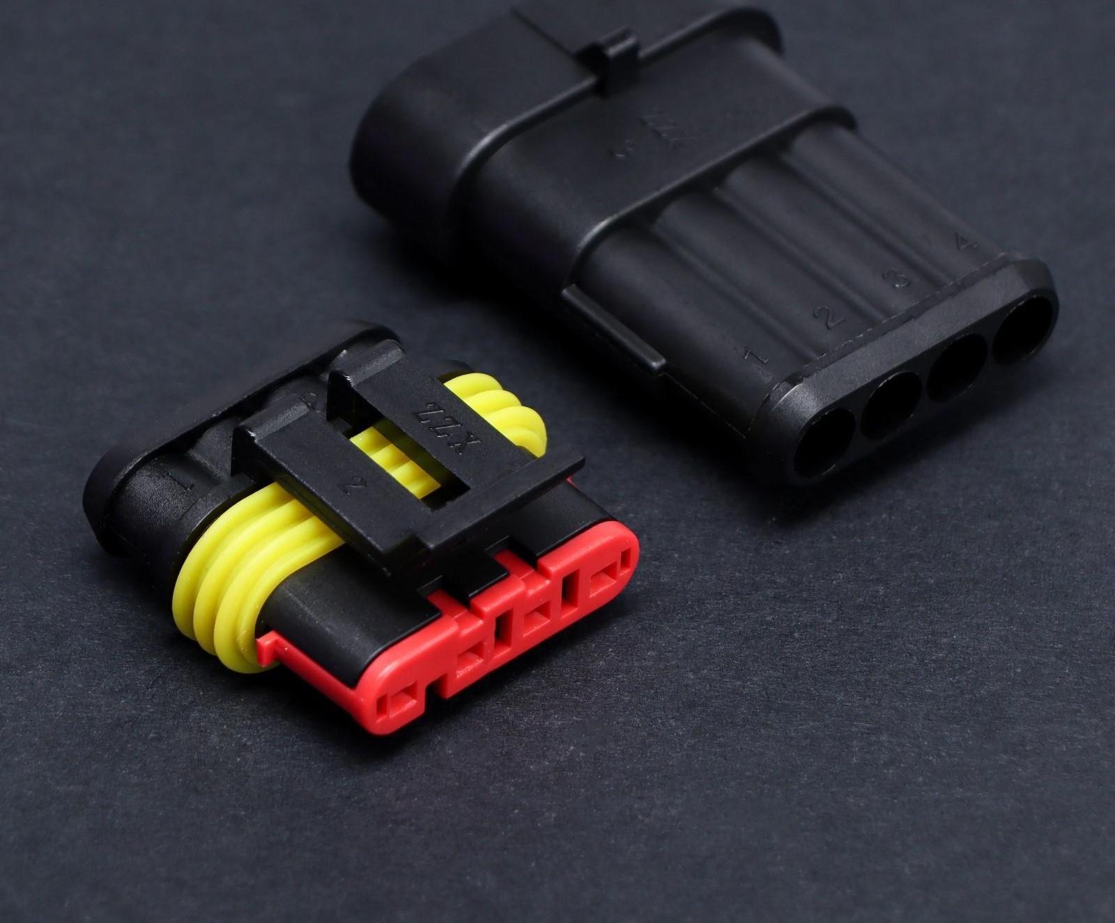 Разъем автомобильный, герметичный штекер-гнездо DJ7041-1.5-11/21 4 контакта, набор 2 шт