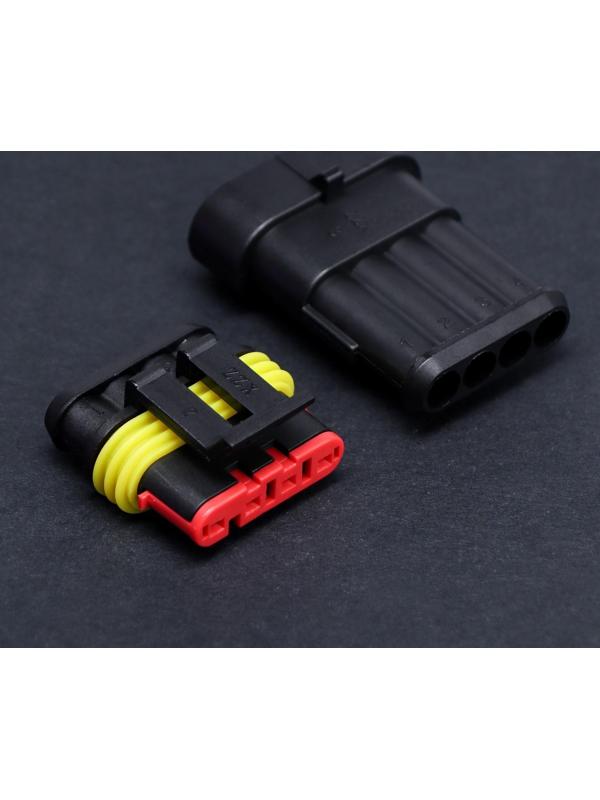 Разъем автомобильный, герметичный штекер-гнездо DJ7041-1.5-11/21 4 контакта, набор 2 шт