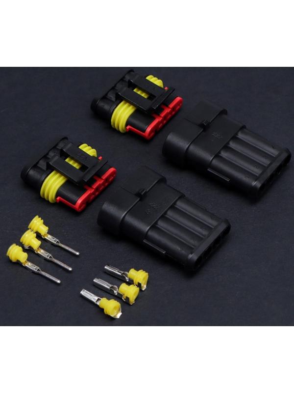 Разъем автомобильный, герметичный штекер-гнездо DJ7041-1.5-11/21 4 контакта, набор 2 шт