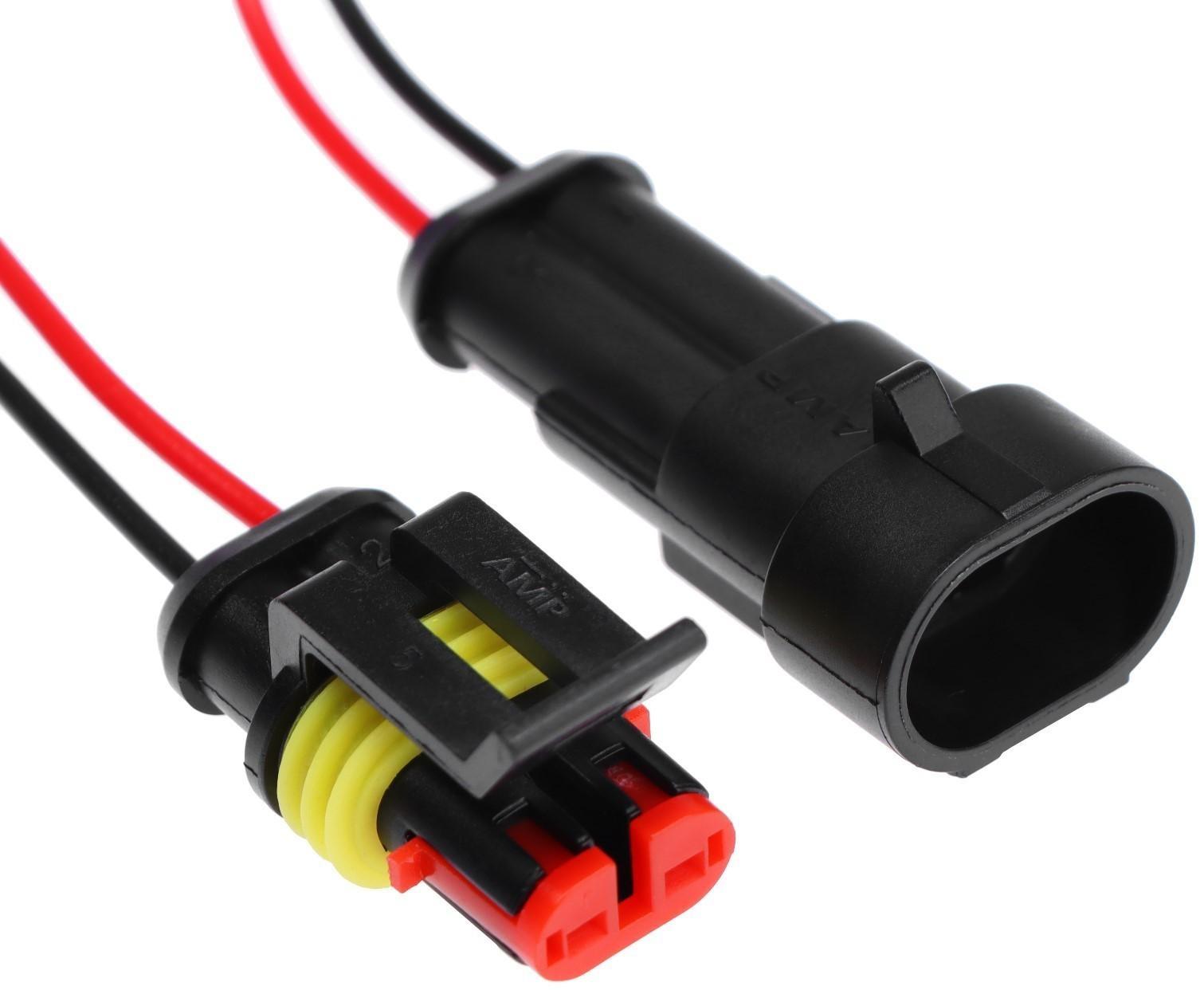 Разъем автомобильный, герметичный штекер-гнездо DJ7021-1.5-11/21, 2 контакта, набор 2 шт