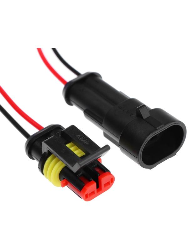 Разъем автомобильный, герметичный штекер-гнездо DJ7021-1.5-11/21, 2 контакта, набор 2 шт