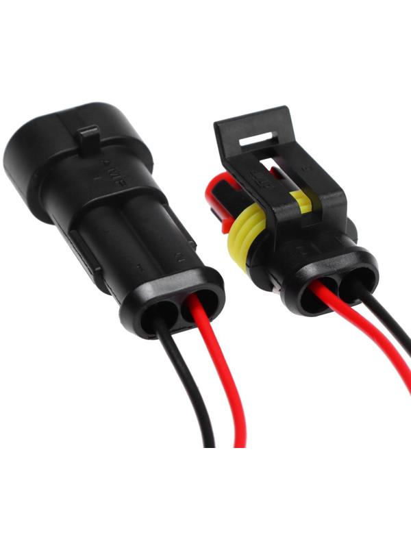 Разъем автомобильный, герметичный штекер-гнездо DJ7021-1.5-11/21, 2 контакта, набор 2 шт