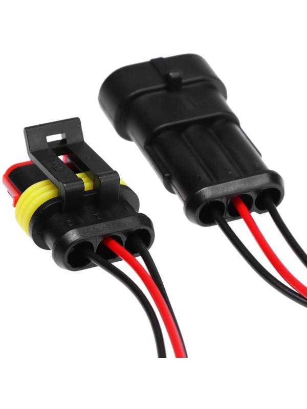 Разъем автомобильный, герметичный штекер-гнездо DJ7031-1.5-11/21, 3 контакта, набор 2 шт