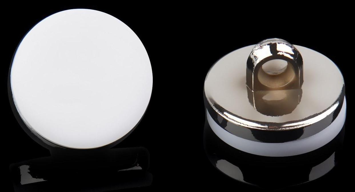 Набор пластиковых пуговиц на ножке, d = 15 мм, 10 шт, матовые, цвет белый/серебряный