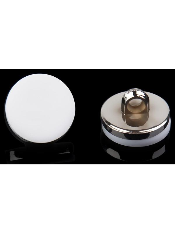 Набор пластиковых пуговиц на ножке, d = 15 мм, 10 шт, матовые, цвет белый/серебряный