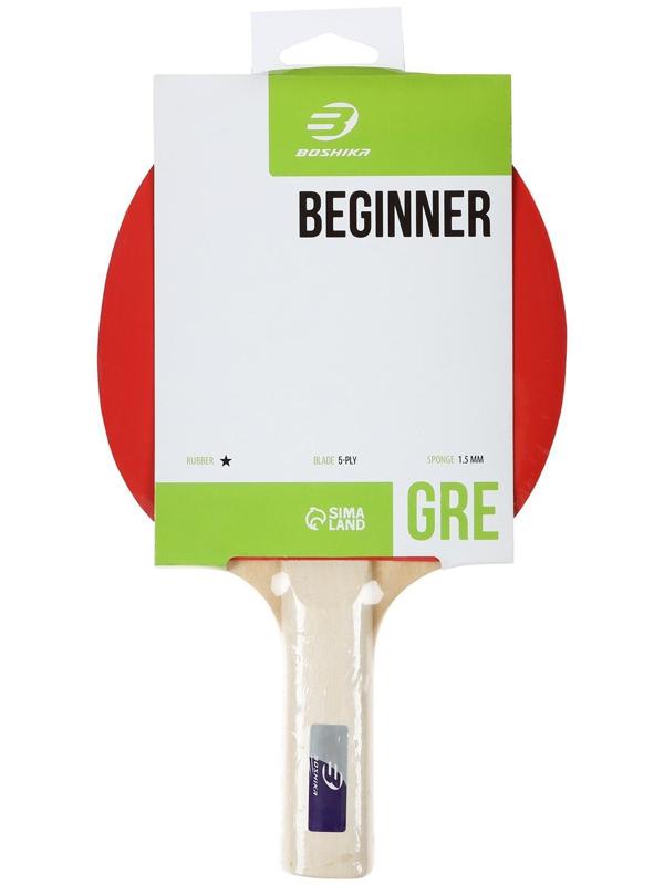 Ракетка для настольного тенниса BOSHIKA Beginner 1*, для любителей, губка 1,5 мм, прямая ручка