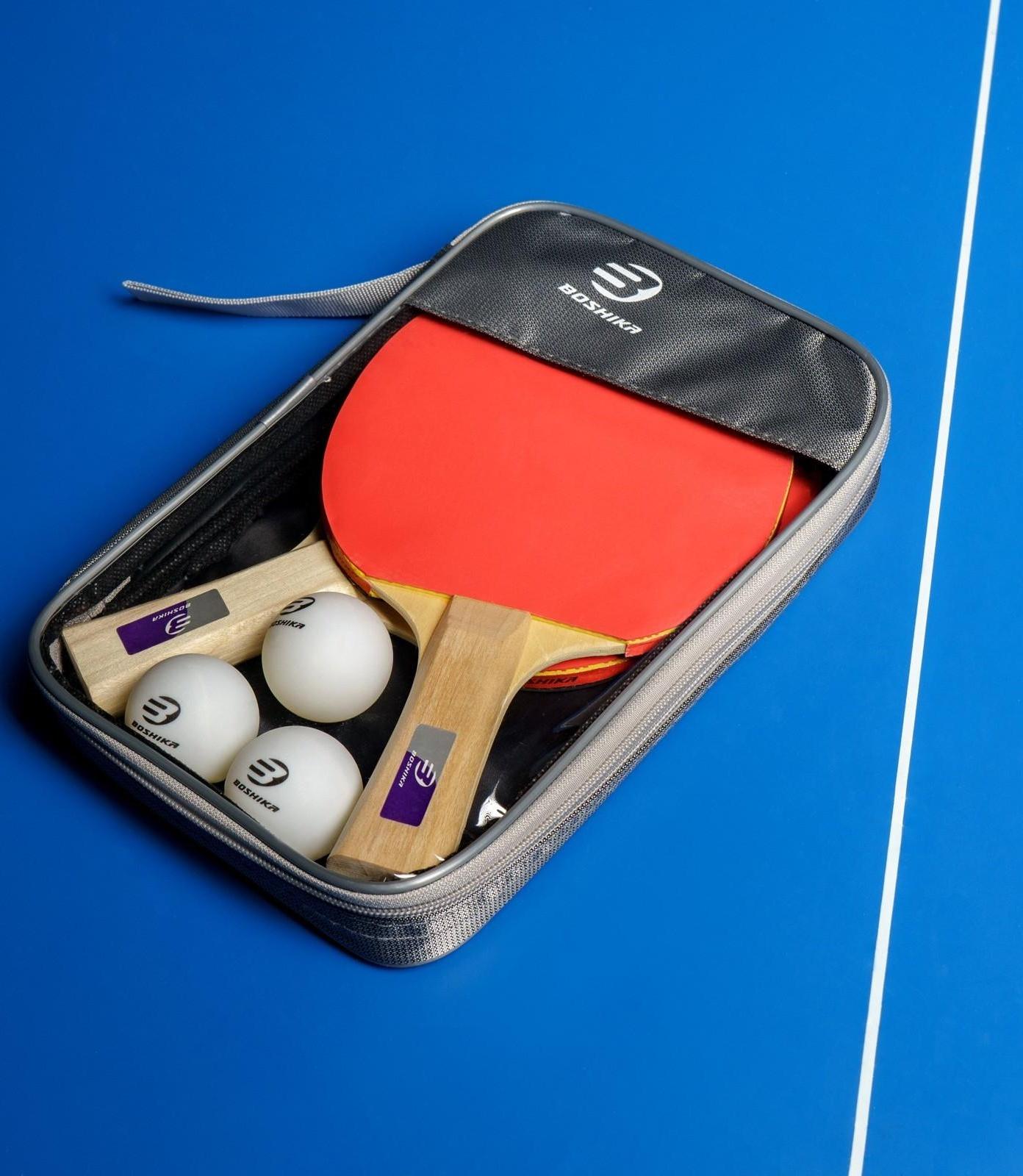 Набор для настольного тенниса BOSHIKA Control 10, 2 ракетки,3 мяча, губка 1,5 мм, коническая ручка