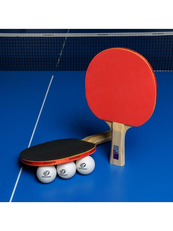 Набор для настольного тенниса BOSHIKA Control 10, 2 ракетки,3 мяча, губка 1,5 мм, коническая ручка