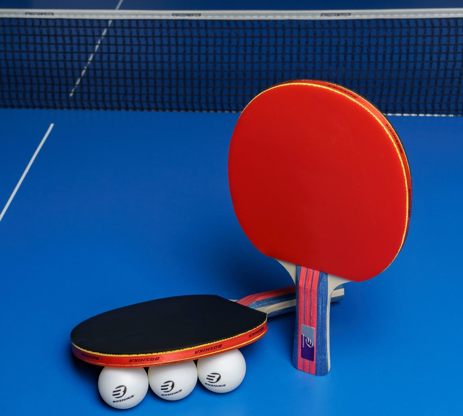Набор для настольного тенниса BOSHIKA Control 9, 2 ракетки, 3 мяча, губка 1,8 мм, коническая ручка
