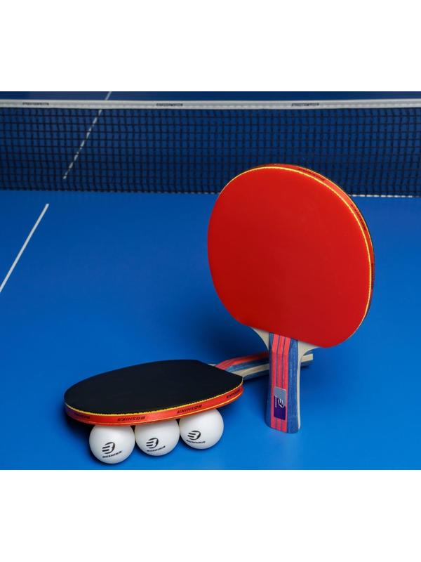 Набор для настольного тенниса BOSHIKA Control 9, 2 ракетки, 3 мяча, губка 1,8 мм, коническая ручка