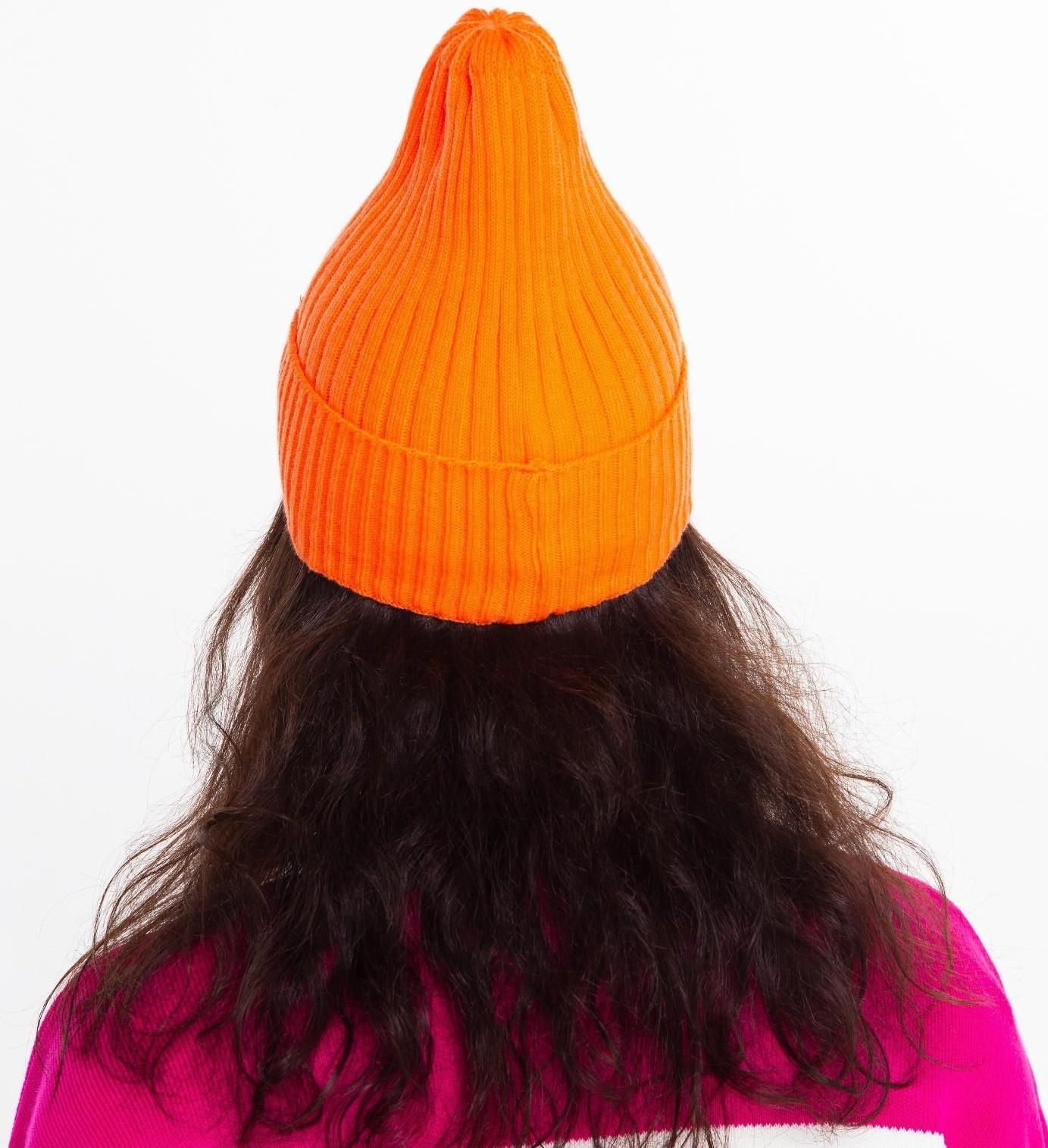 Шапка женская зимняя, цвет оранжевый, размер 52-56