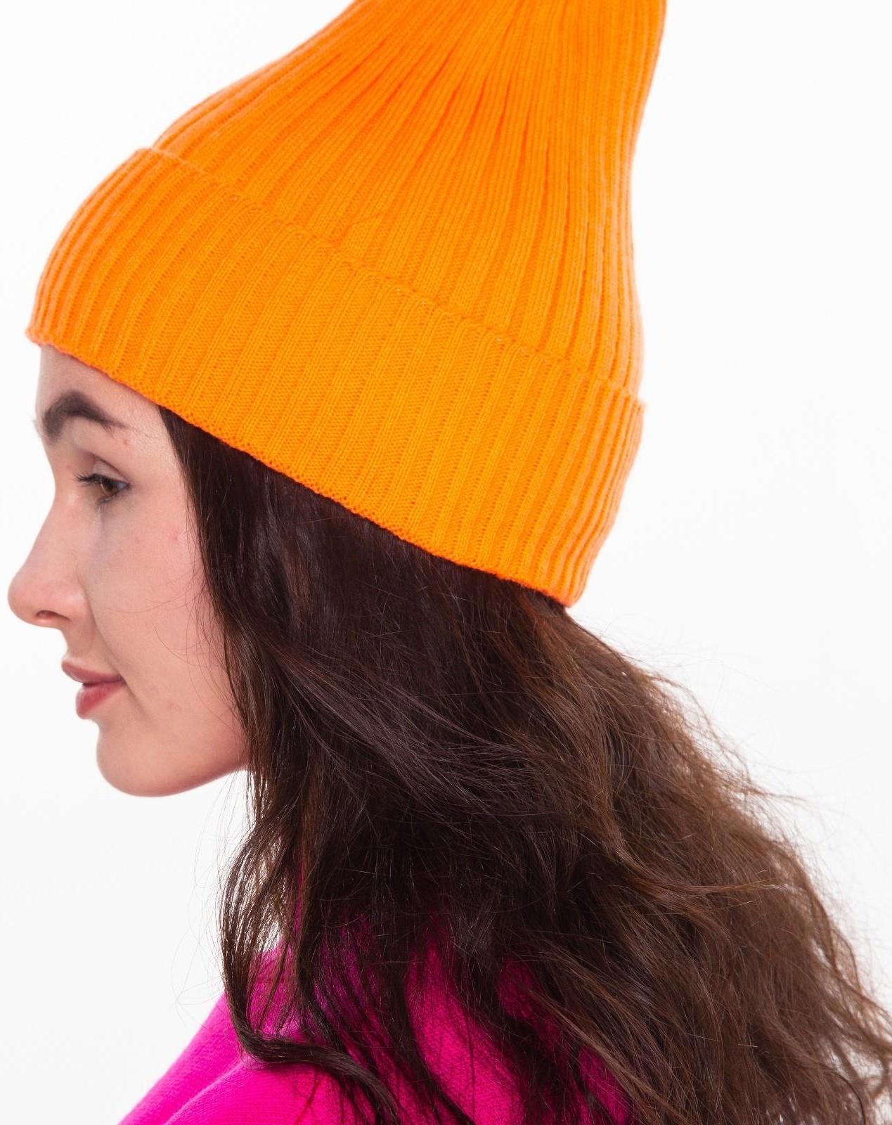 Шапка женская зимняя, цвет оранжевый, размер 52-56