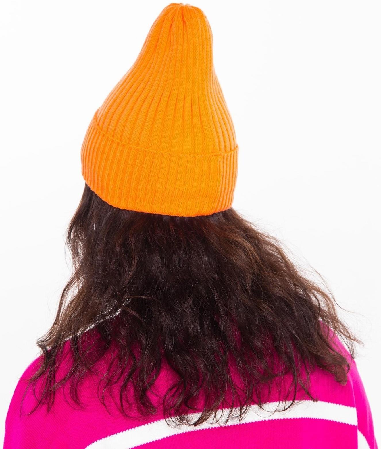 Шапка женская зимняя, цвет оранжевый, размер 52-56