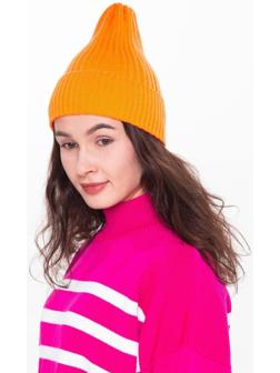 Шапка женская зимняя, цвет оранжевый, размер 52-56