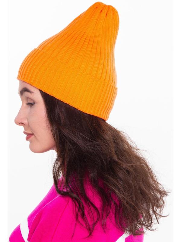 Шапка женская зимняя, цвет оранжевый, размер 52-56