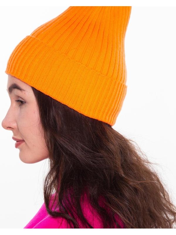 Шапка женская зимняя, цвет оранжевый, размер 52-56