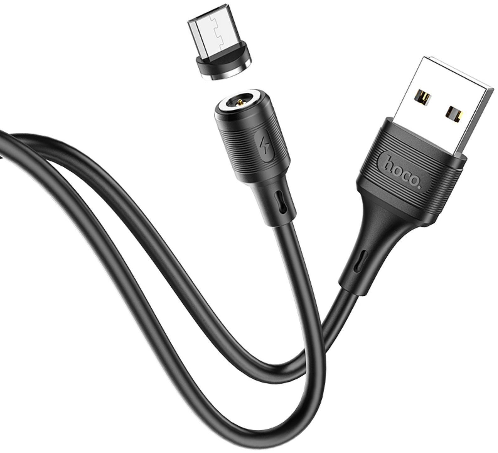 Кабель Hoco X52, microUSB - USB, магнитный разъем, только зарядка, 2.4 А, 1 м, чёрный