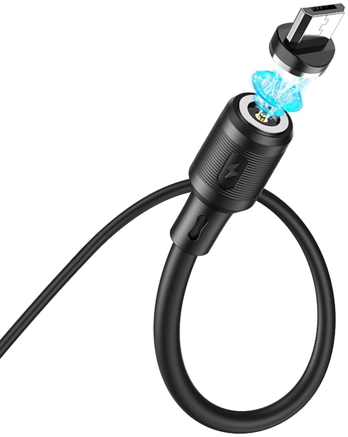 Кабель Hoco X52, microUSB - USB, магнитный разъем, только зарядка, 2.4 А, 1 м, чёрный