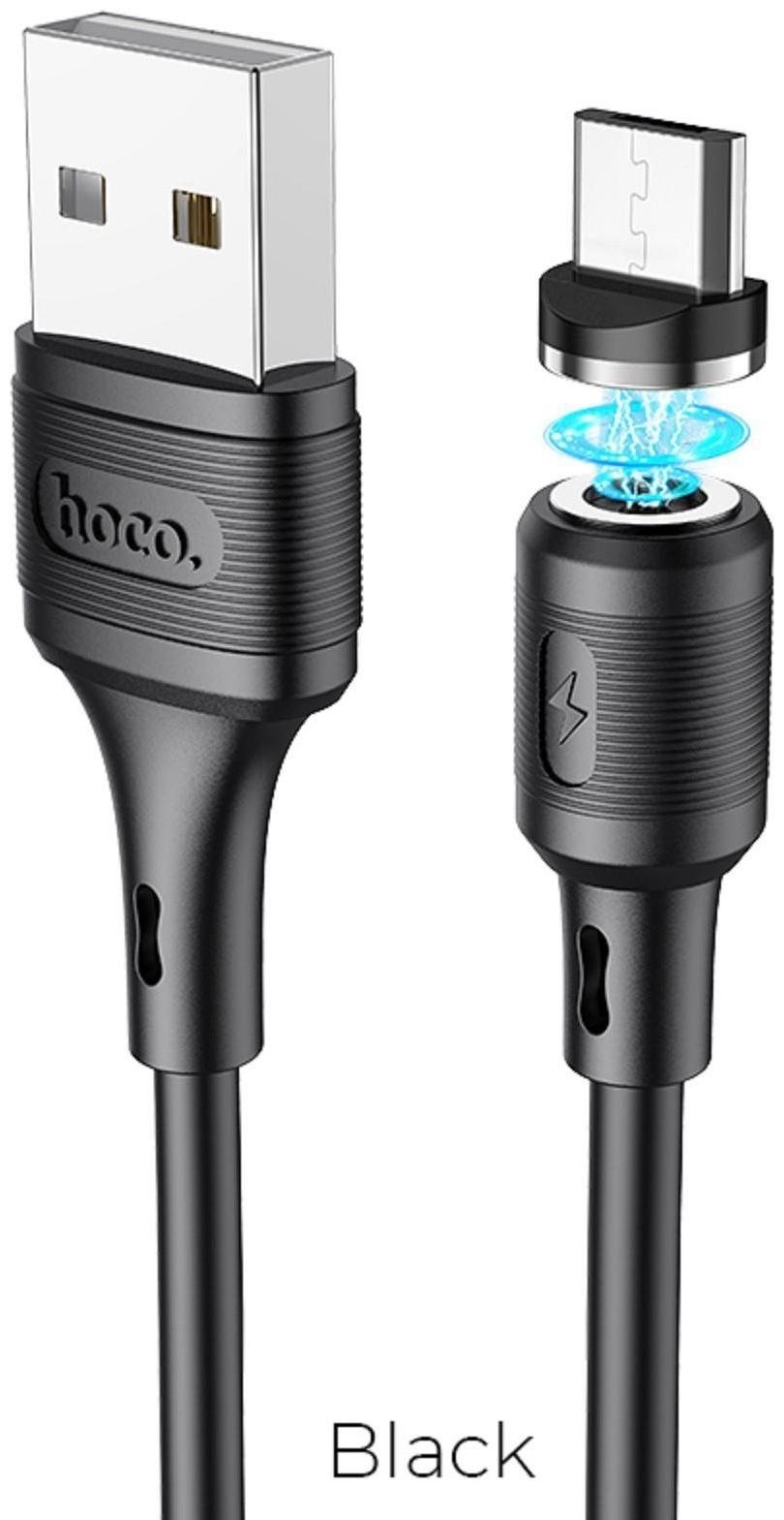 Кабель Hoco X52, microUSB - USB, магнитный разъем, только зарядка, 2.4 А, 1 м, чёрный