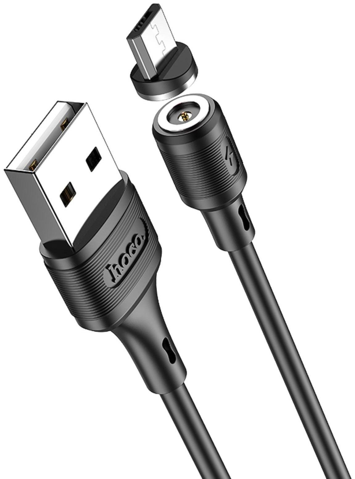 Кабель Hoco X52, microUSB - USB, магнитный разъем, только зарядка, 2.4 А, 1 м, чёрный
