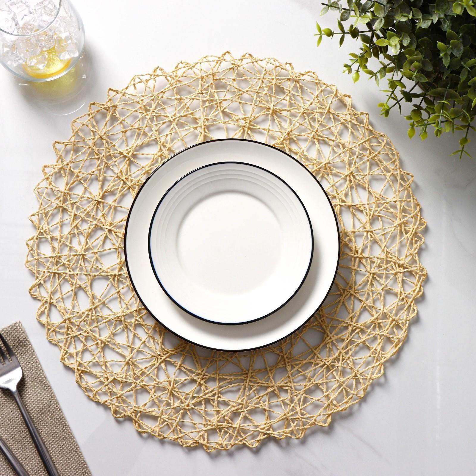 Набор салфеток сервировочных на стол Доляна «Одуванчик», 4 шт, d=38 см, цвет бежевый