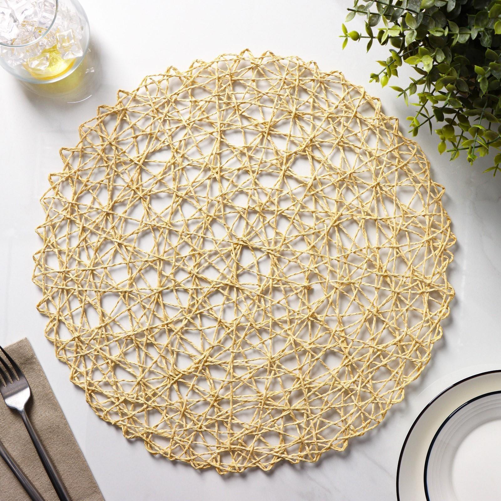 Набор салфеток сервировочных на стол Доляна «Одуванчик», 4 шт, d=38 см, цвет бежевый