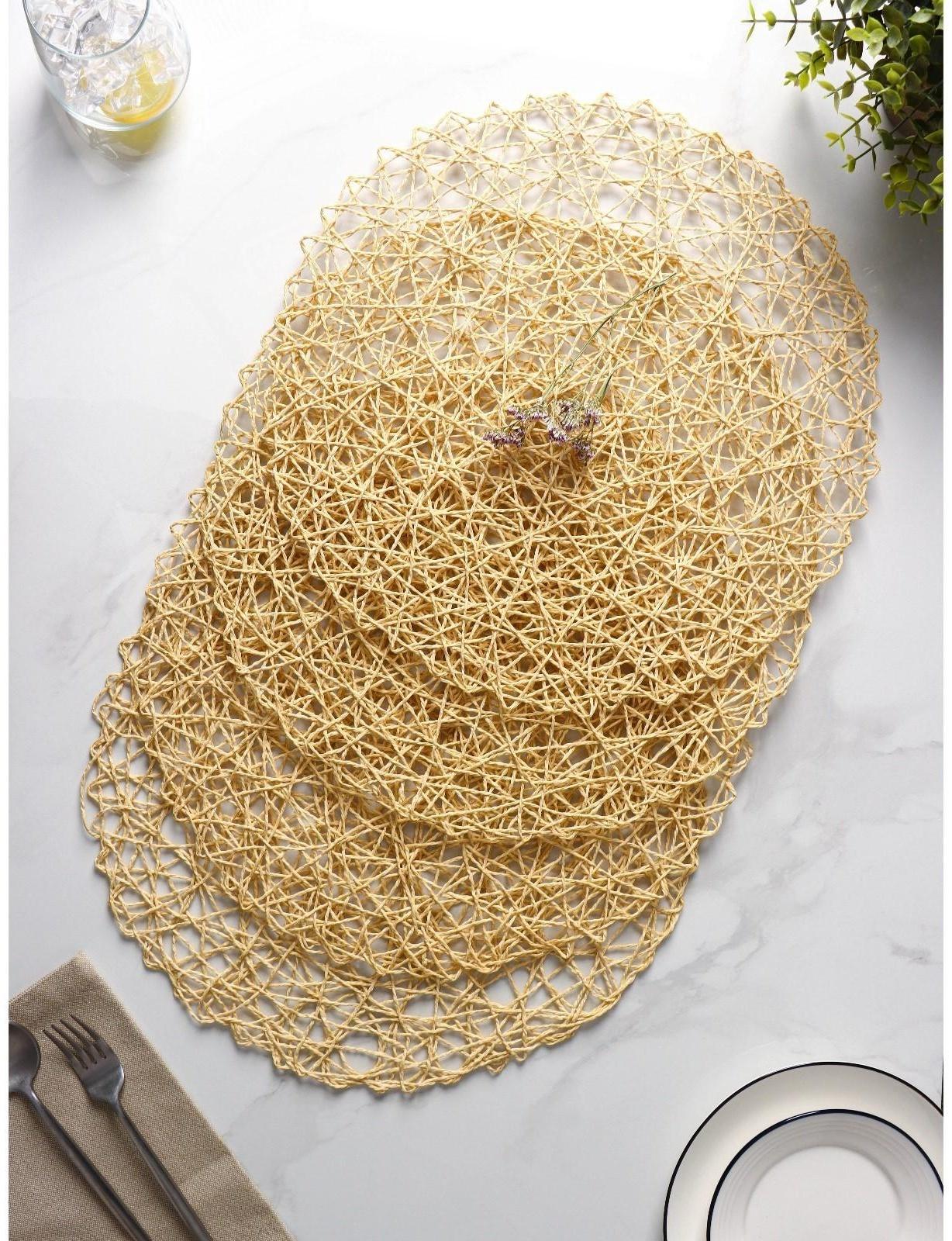 Набор салфеток сервировочных на стол Доляна «Одуванчик», 4 шт, d=38 см, цвет бежевый