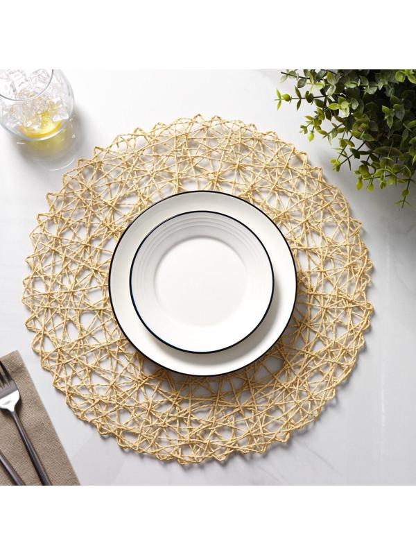 Набор салфеток сервировочных на стол Доляна «Одуванчик», 4 шт, d=38 см, цвет бежевый