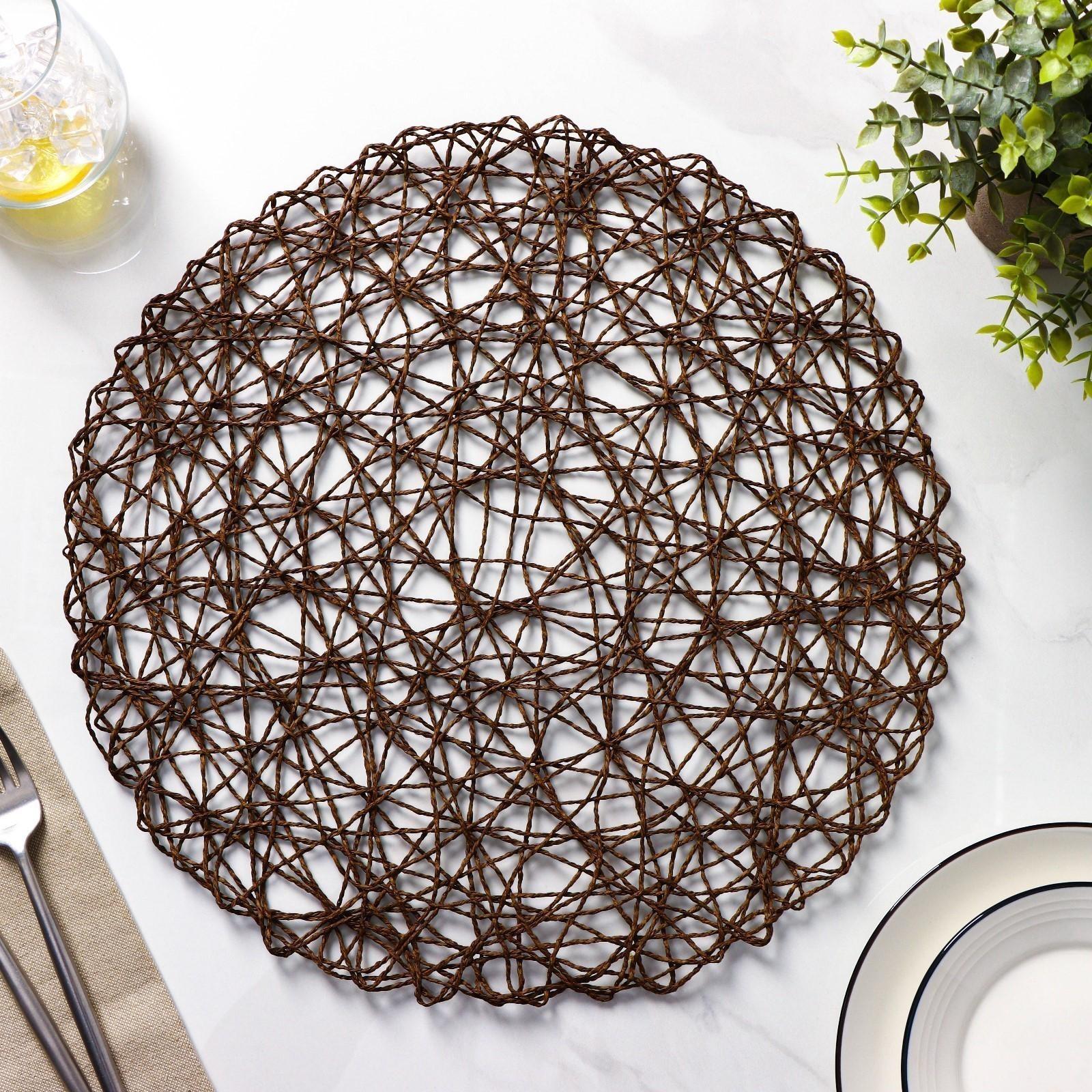 Набор салфеток сервировочных на стол Доляна «Одуванчик», 4 шт, d=38 см, цвет коричневый