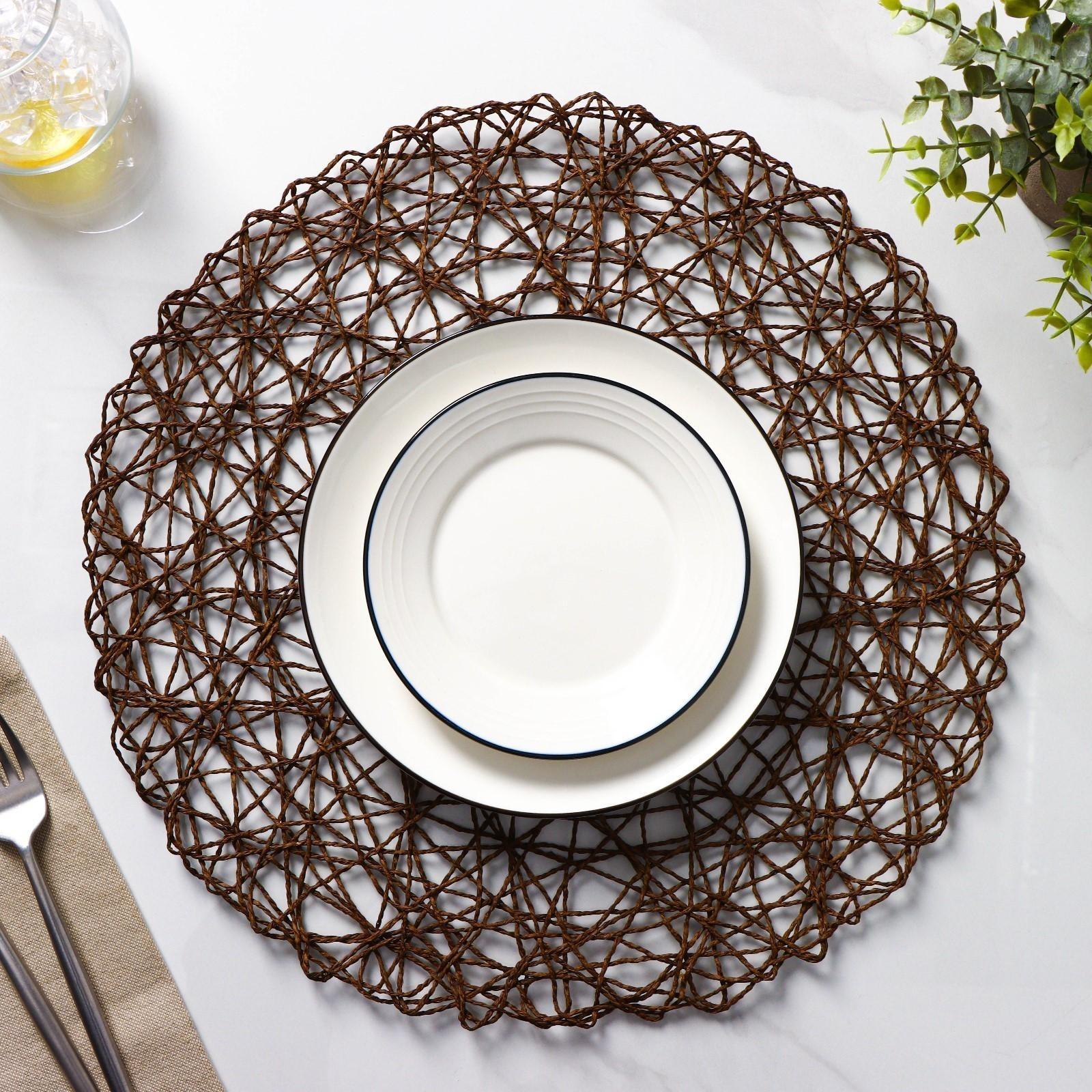 Набор салфеток сервировочных на стол Доляна «Одуванчик», 4 шт, d=38 см, цвет коричневый