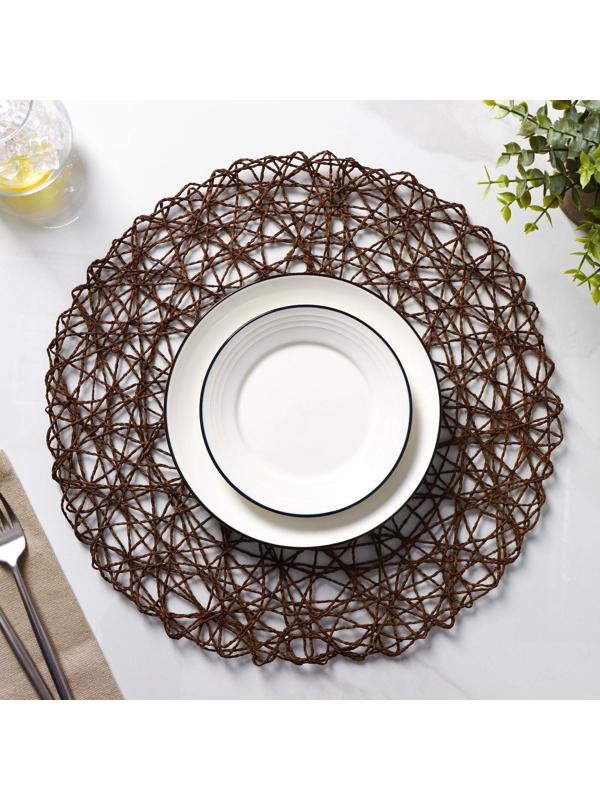 Набор салфеток сервировочных на стол Доляна «Одуванчик», 4 шт, d=38 см, цвет коричневый
