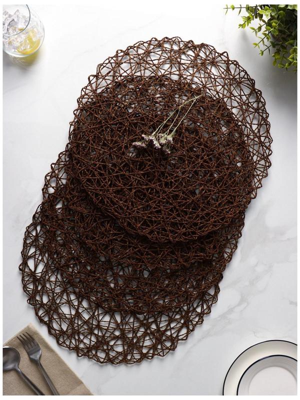 Набор салфеток сервировочных на стол Доляна «Одуванчик», 4 шт, d=38 см, цвет коричневый