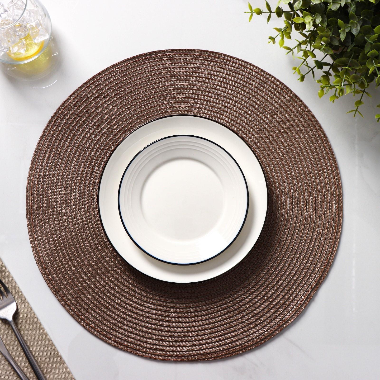 Набор салфеток сервировочных на стол Доляна «Лофт», 4 шт, d=38 см, цвет кофейный