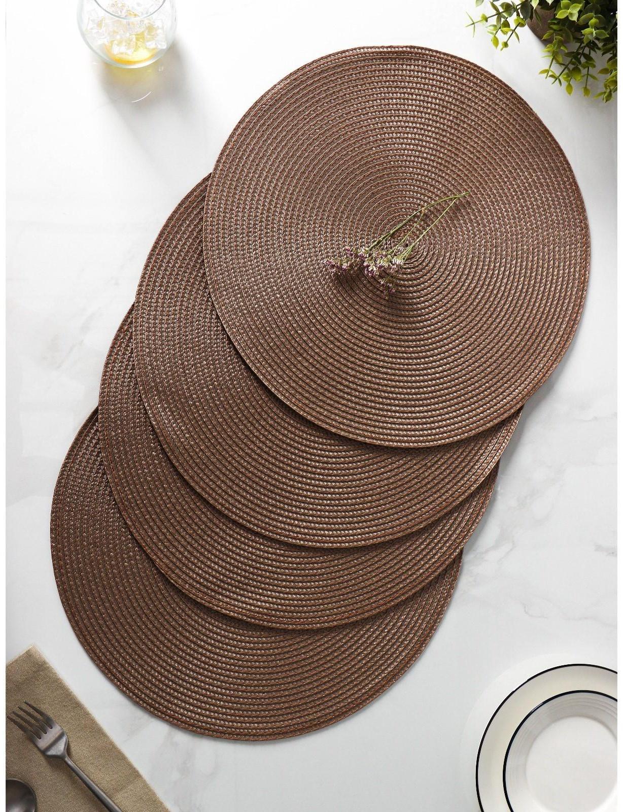 Набор салфеток сервировочных на стол Доляна «Лофт», 4 шт, d=38 см, цвет кофейный