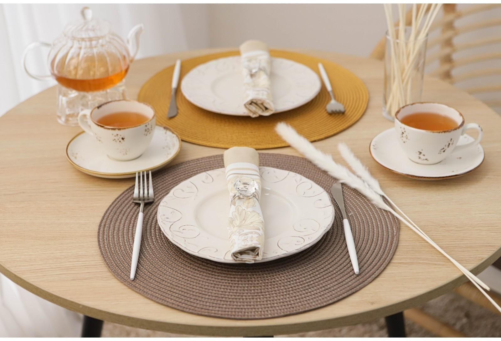 Набор салфеток сервировочных на стол Доляна «Лофт», 4 шт, d=38 см, цвет кофейный